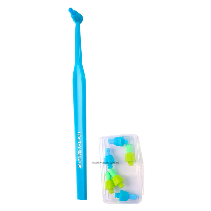 Healthy Smile Tuft монопучкова зубна щітка з додатковими насадками 7 шт, Біла